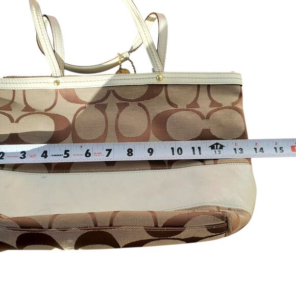 Coach Signature Canvas Tote White Leather Detail w/ Hangtag - Picture 8 of 8